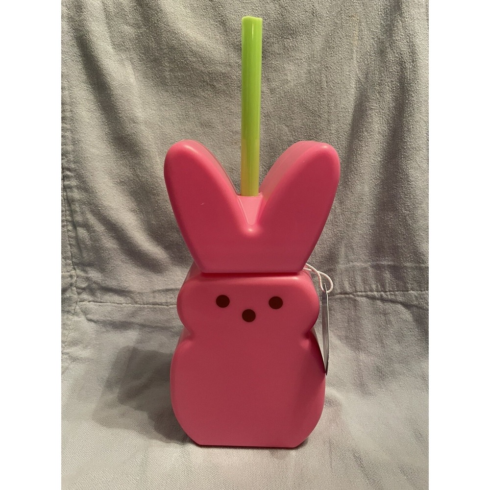 NEW Easter PEEPS Bunny Pink‎ Tumbler Cup w/Lid and Straw 14 oz by Zak! Designs